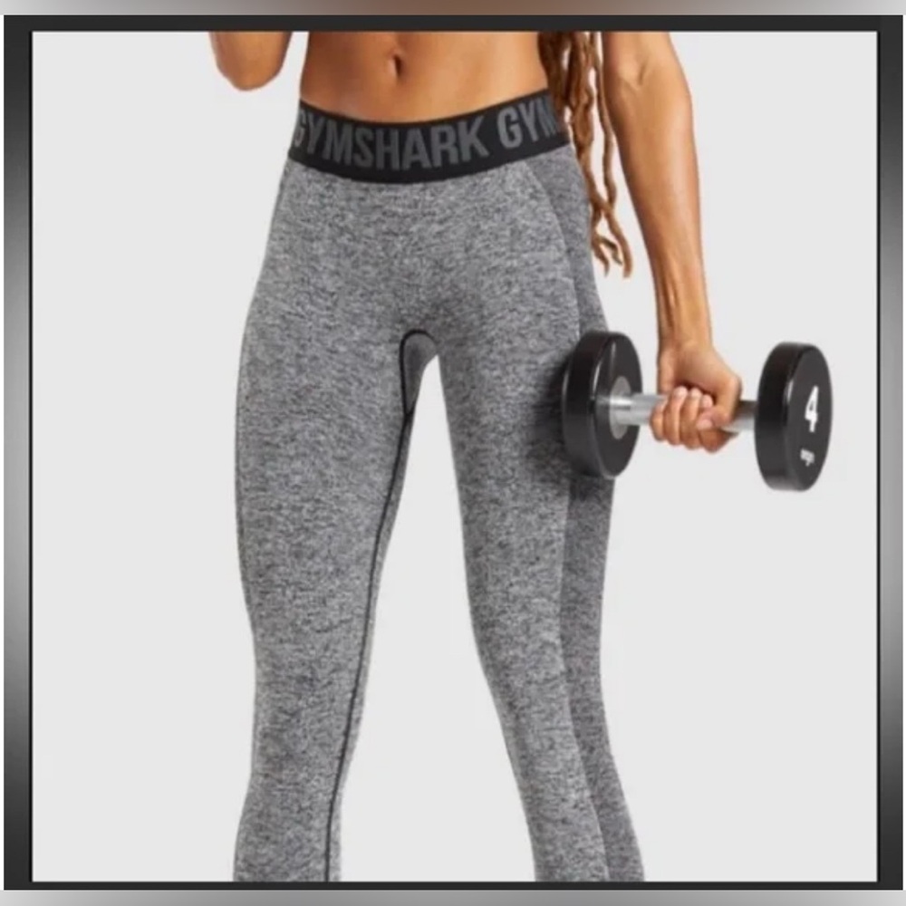 Gymshark Flex Low Rise Athletic Gym Workout Leggings Black Marl Charcoal M - Picture 3 of 14